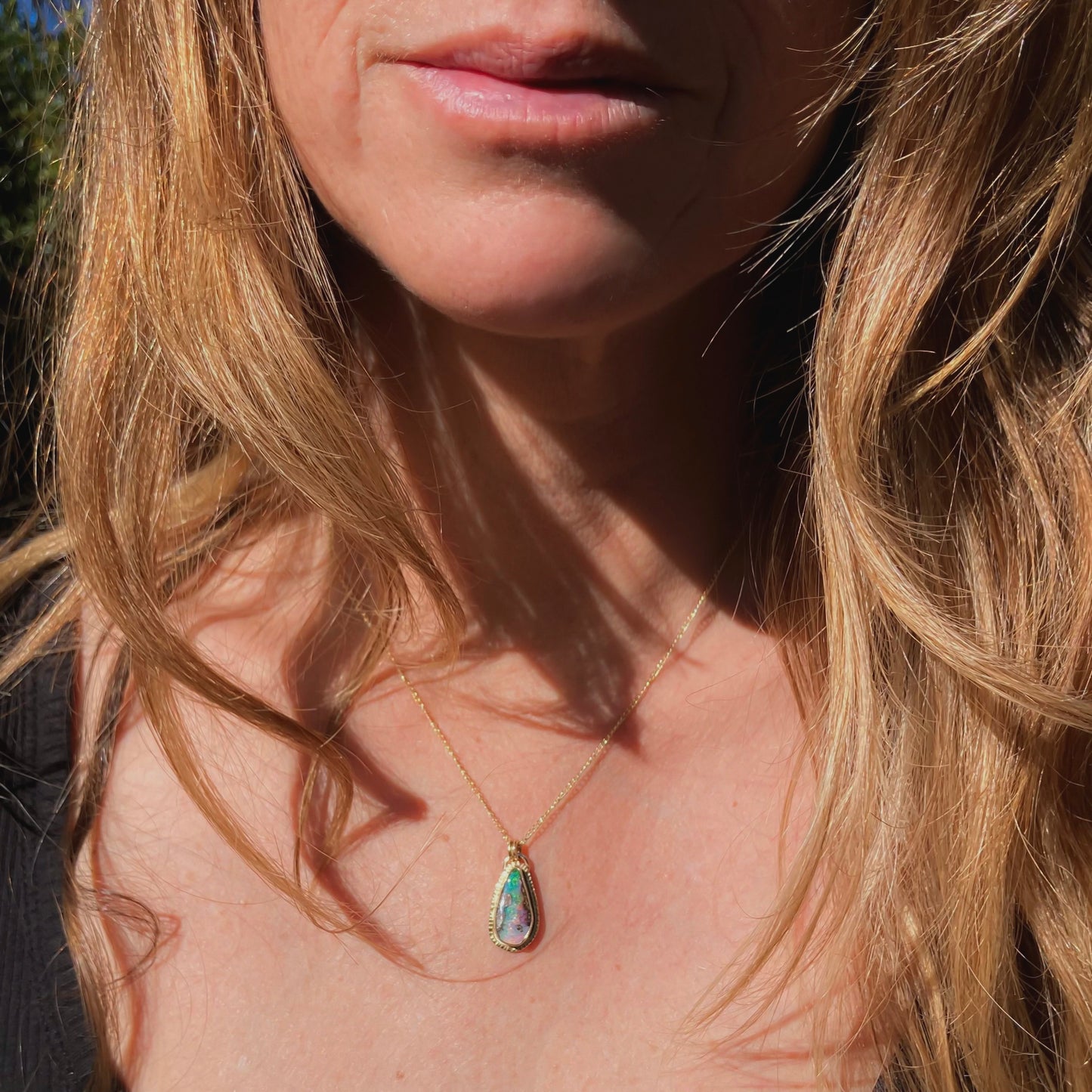 Gold Australian Opal Necklace
