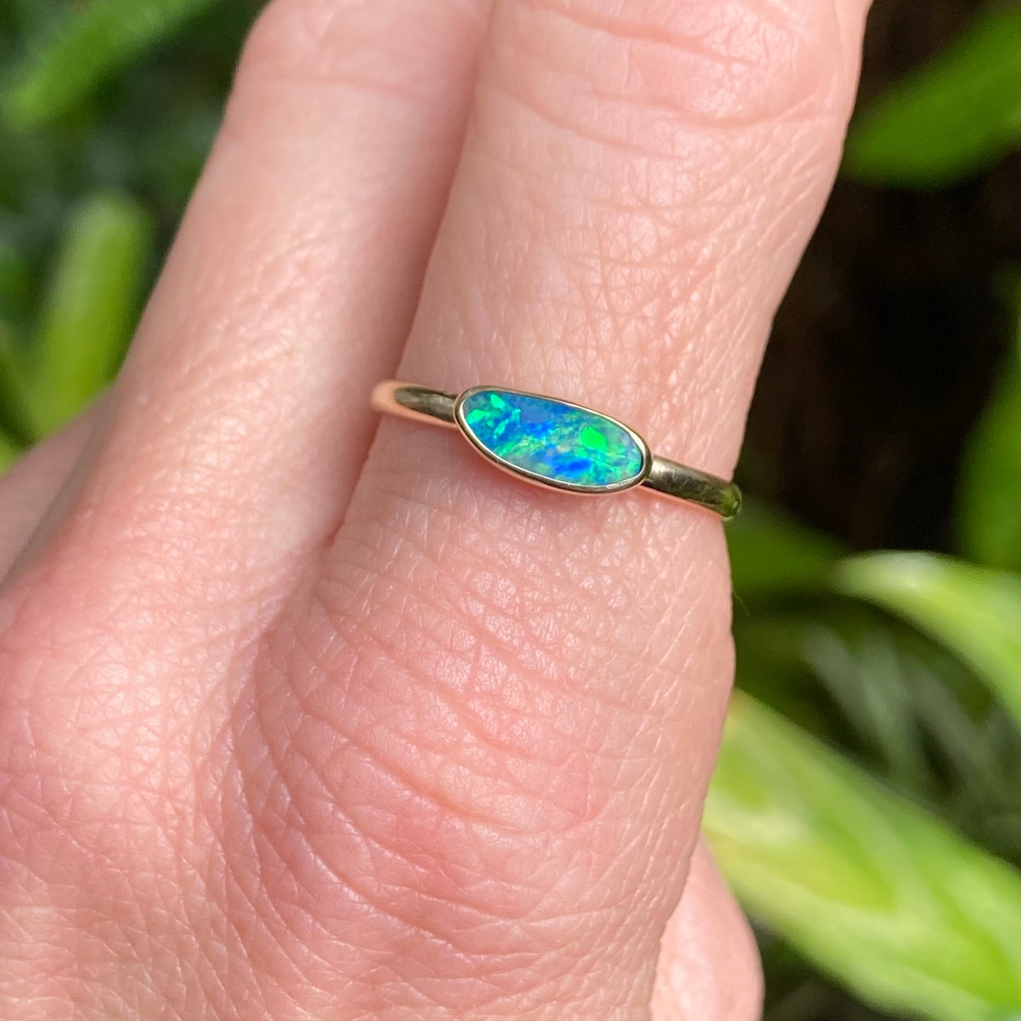 Petite Gold Ocean Opal Ring