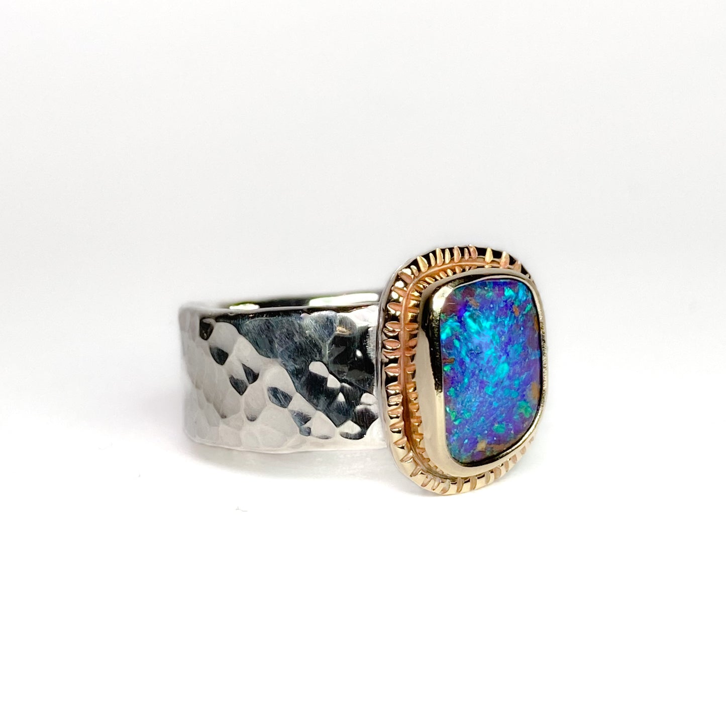 Purple Glitter Opal Ring