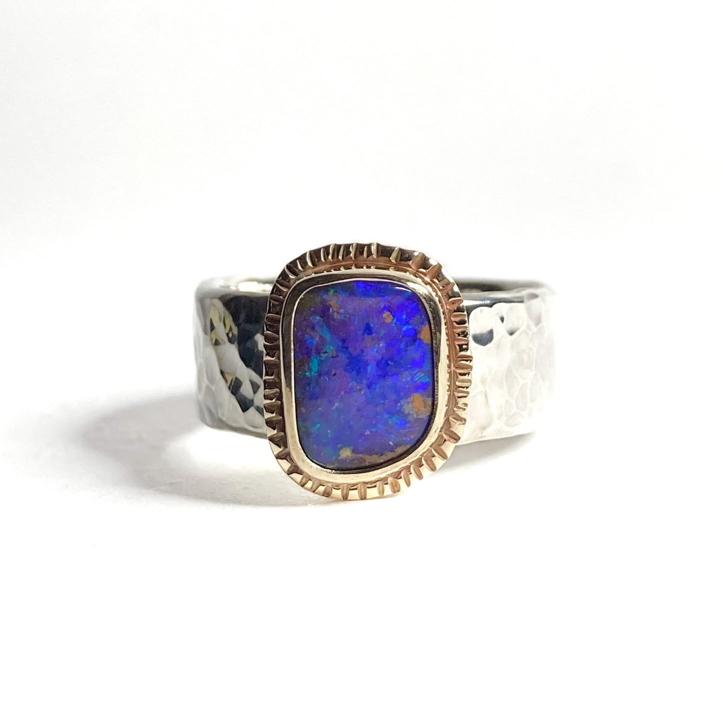 Purple Glitter Opal Ring