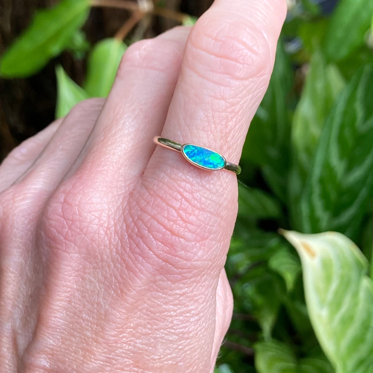 Petite Gold Ocean Opal Ring