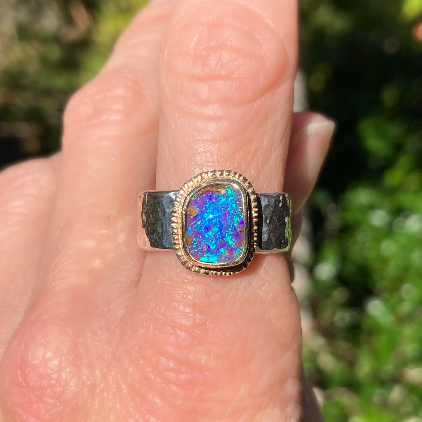 Purple Glitter Opal Ring