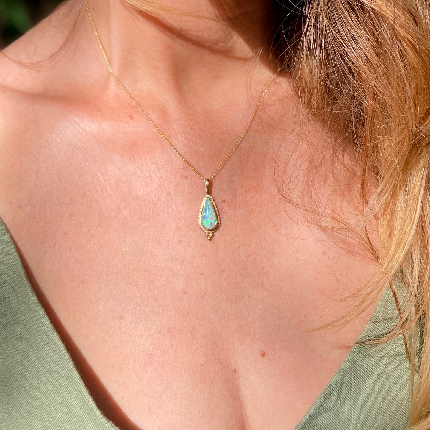 Sunburst Pipe Opal Pendant