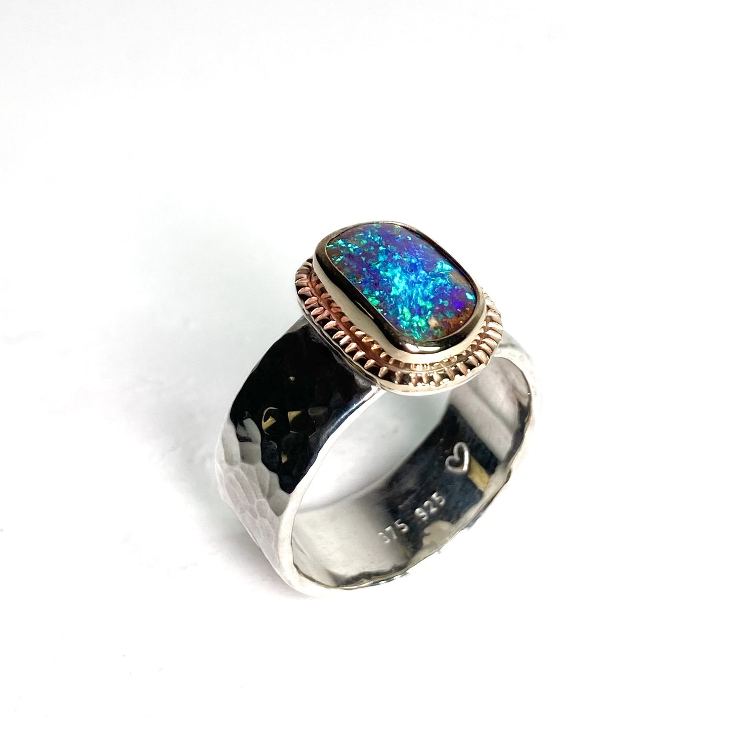 Purple Glitter Opal Ring