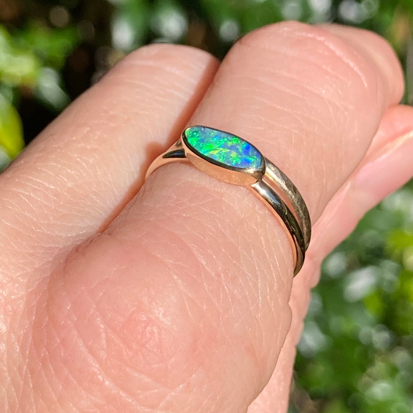 Petite Gold Ocean Opal Ring