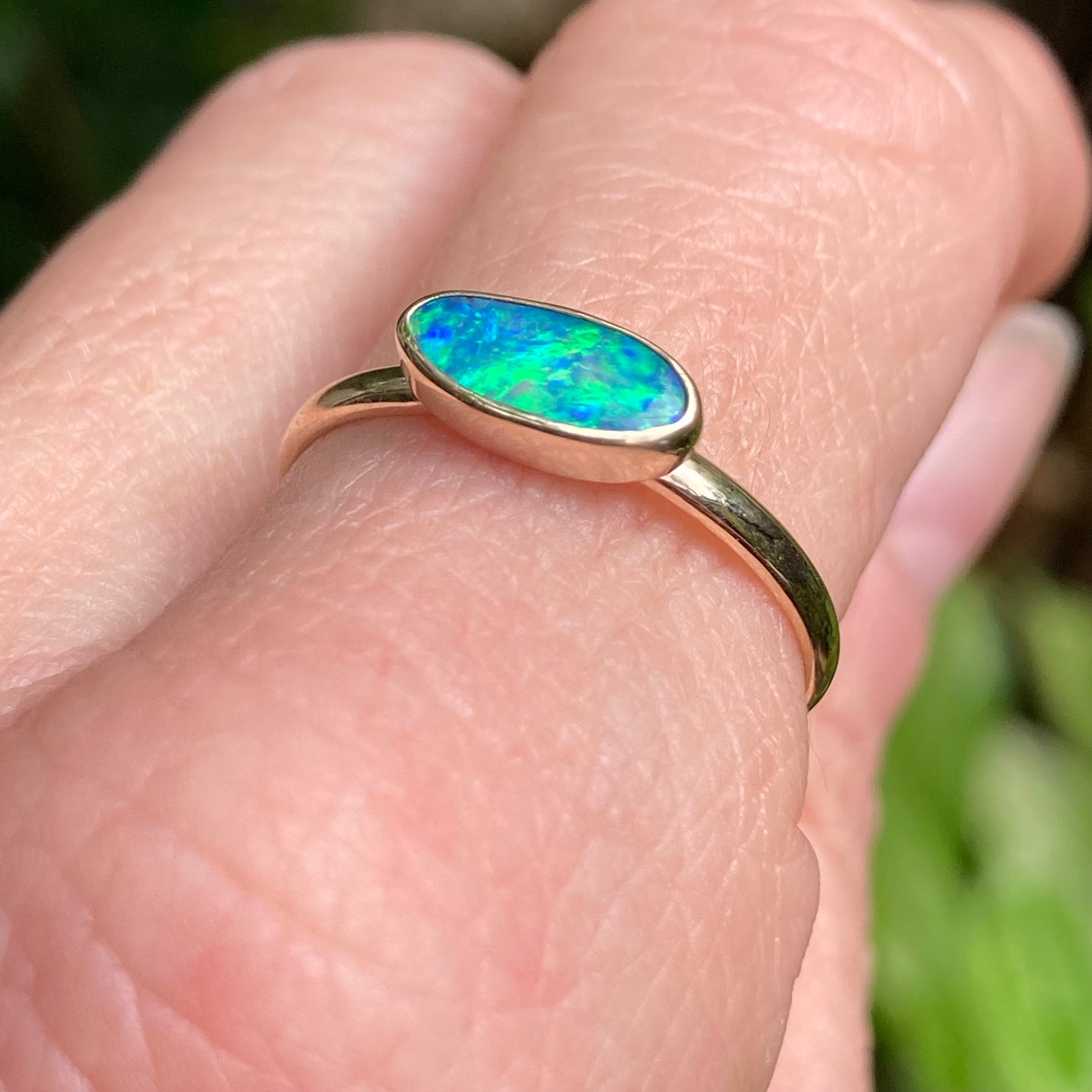 Petite Gold Ocean Opal Ring