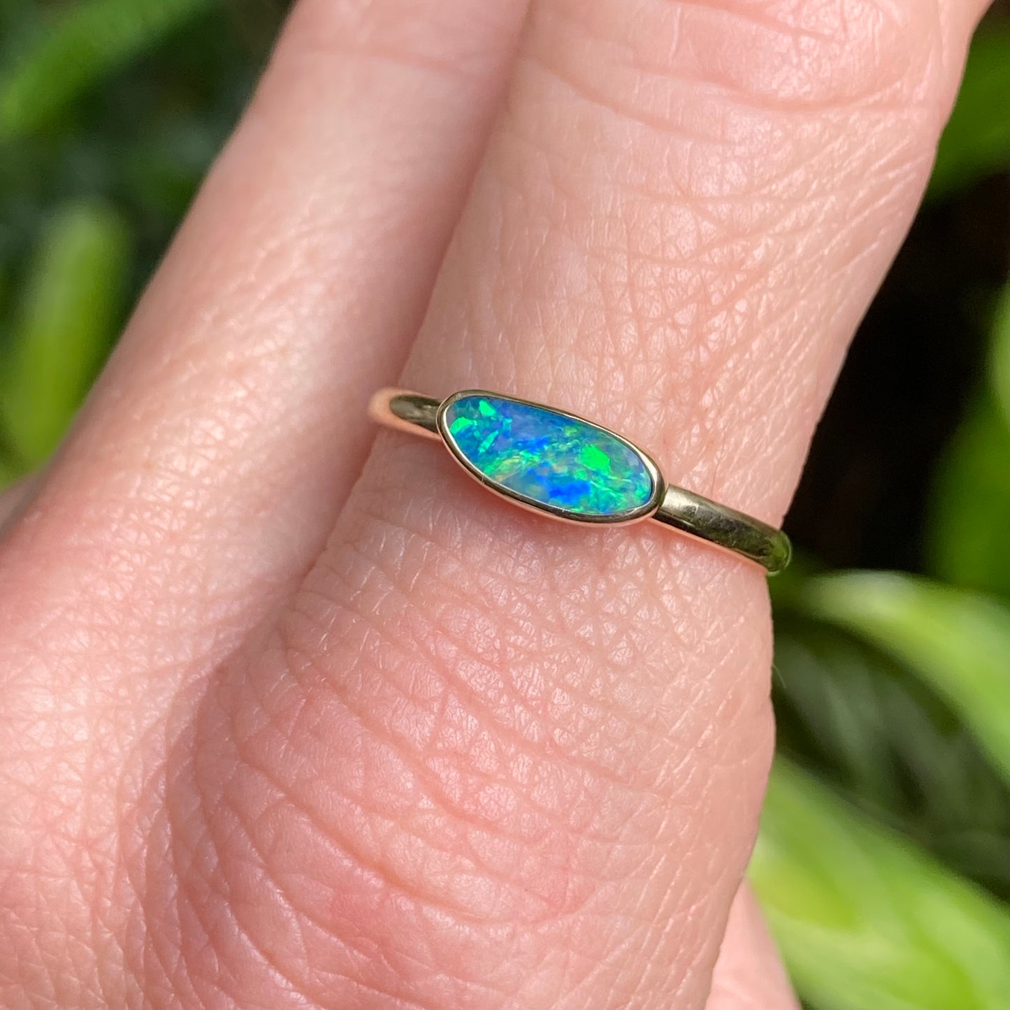 Petite Gold Ocean Opal Ring