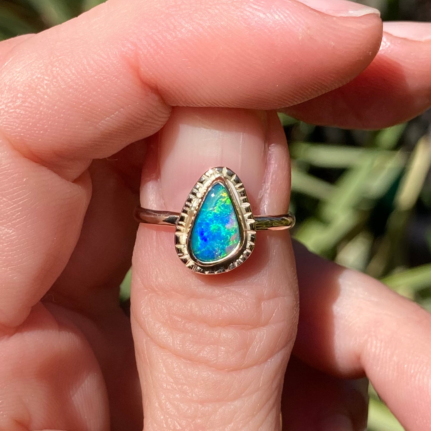 Petite Gold Ocean Opal Ring