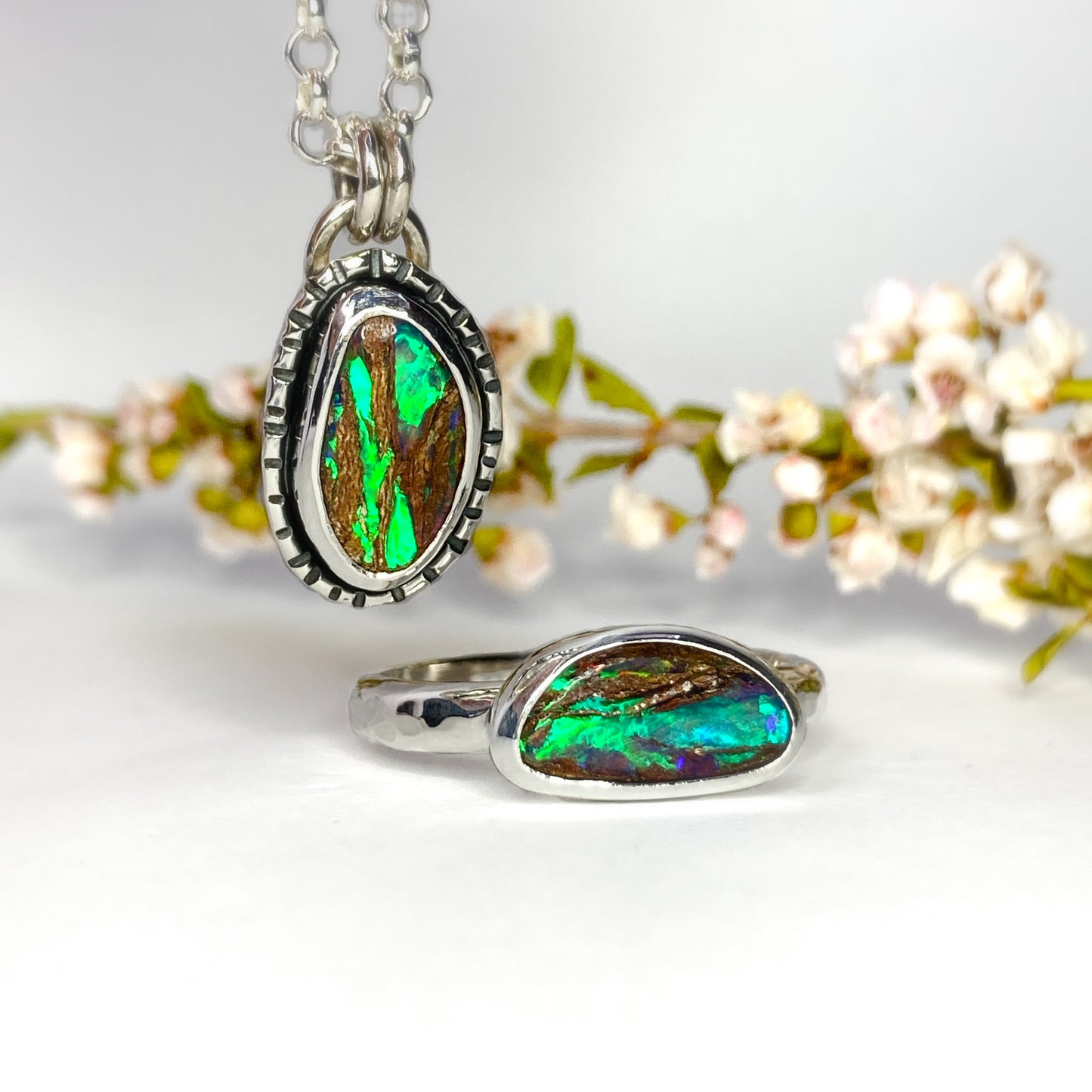 Australian Opal Silver Pendant