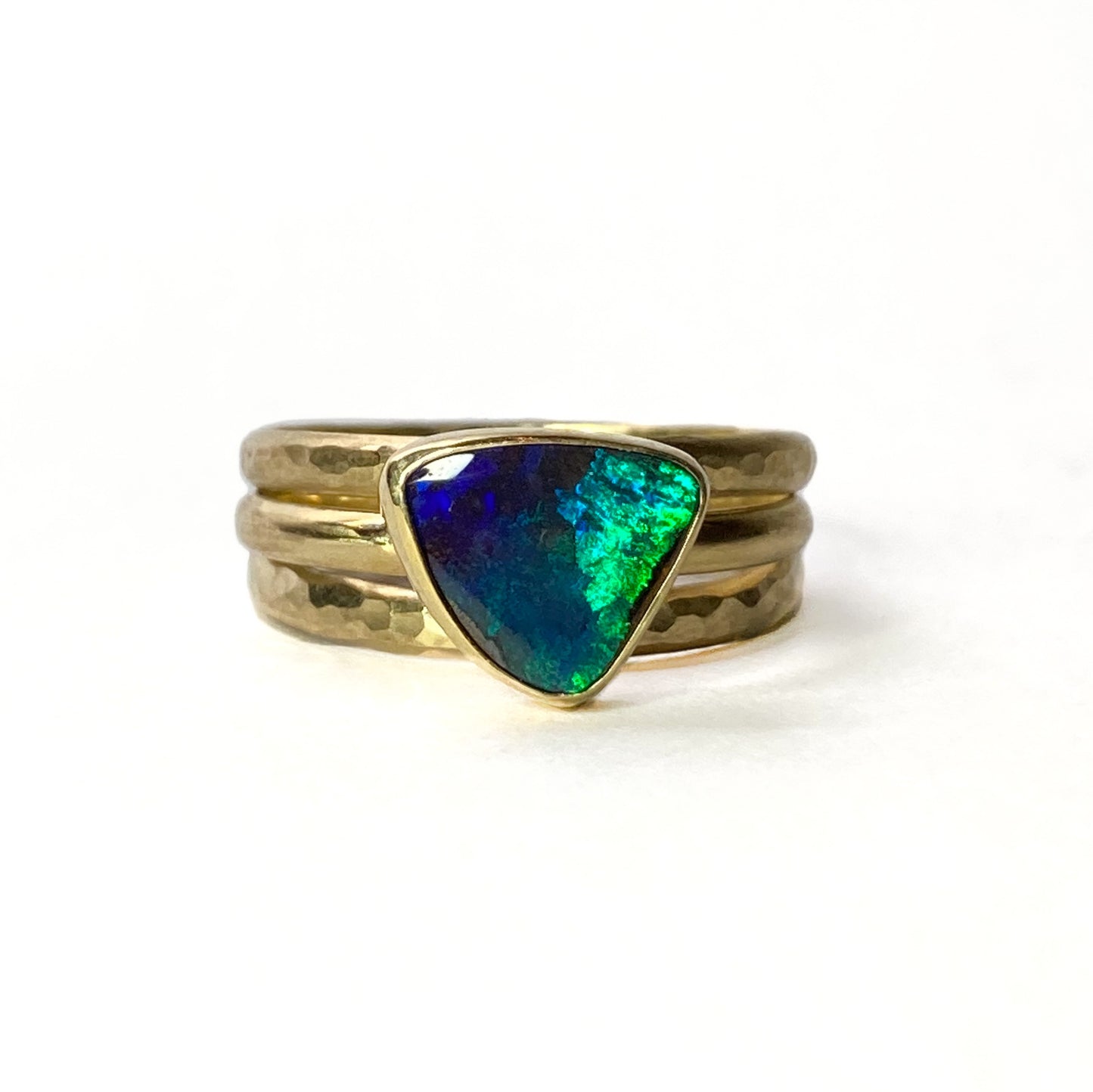 Gold Opal Stacking Ring Set size US 5 3/4