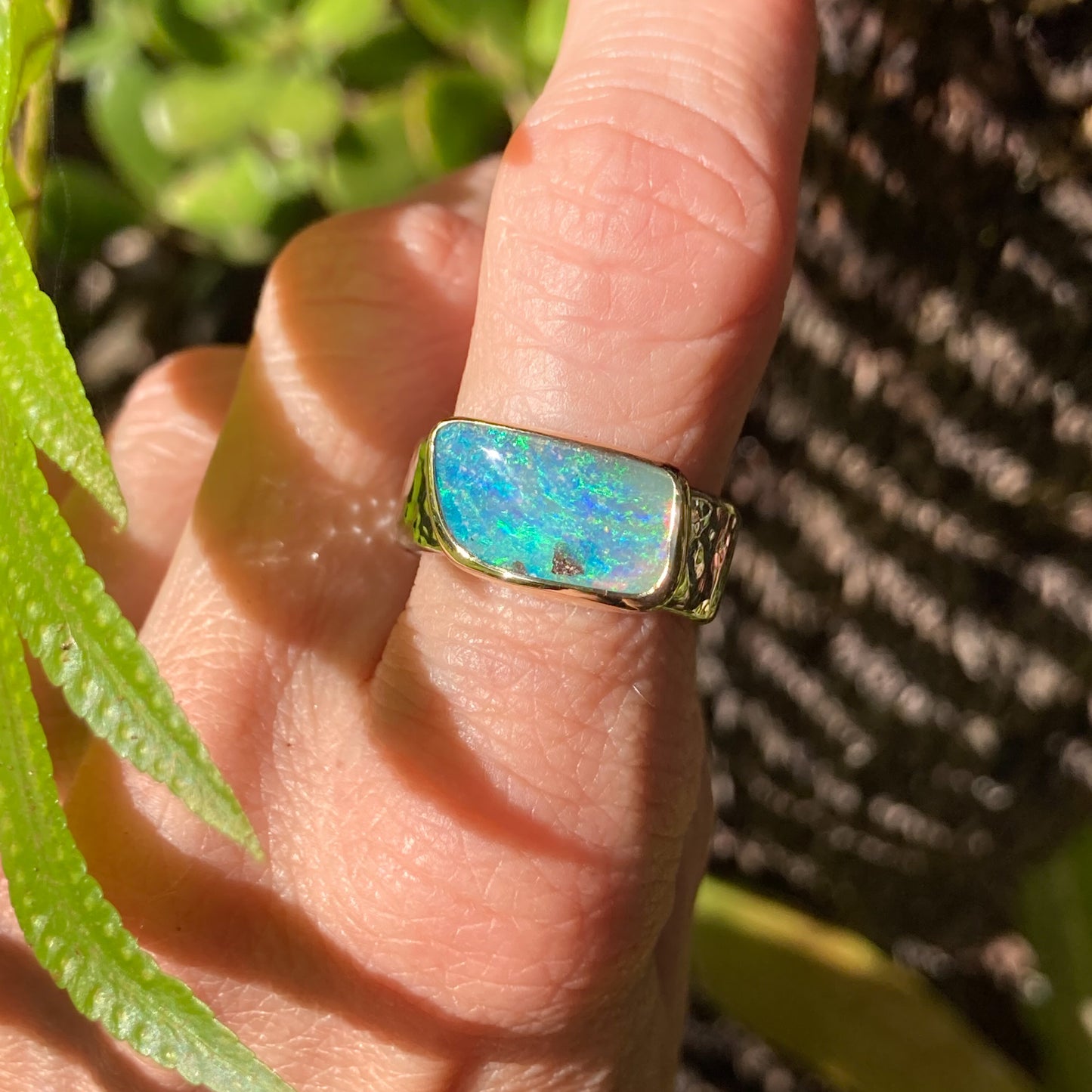 Opal Wave Ring size US 8