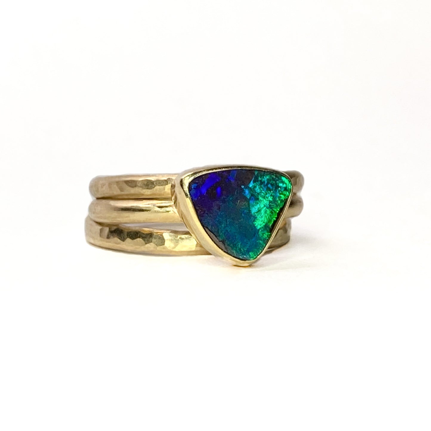 Gold Opal Stacking Ring Set size US 5 3/4