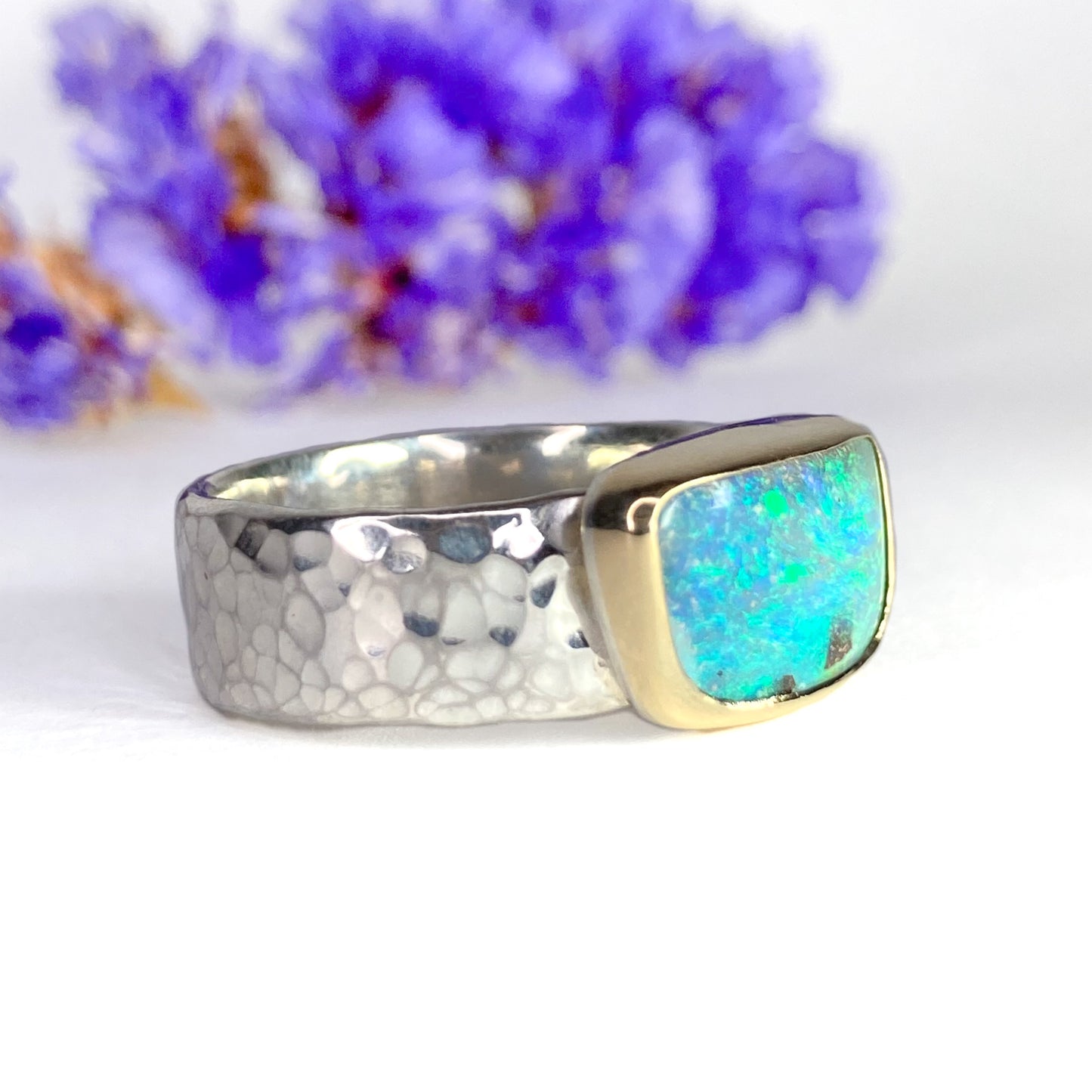 Opal Wave Ring size US 8