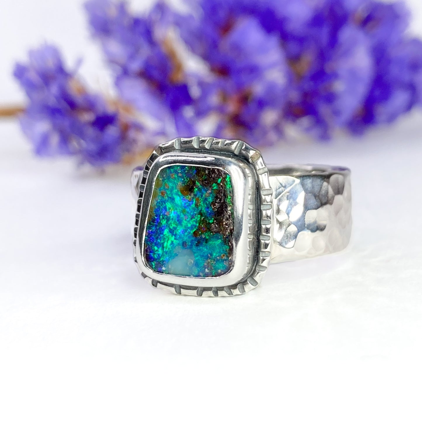 Sterling Silver Opal Ring 7 1/4