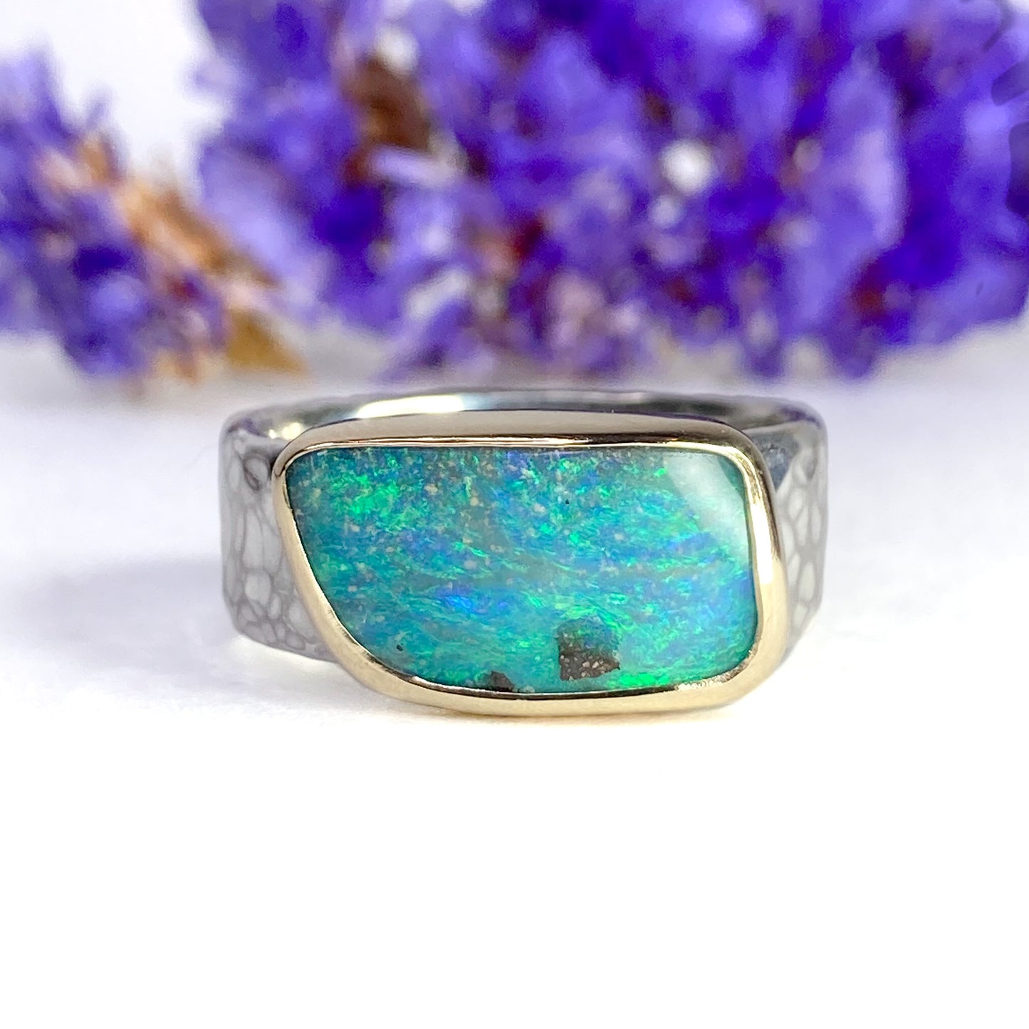 Opal Wave Ring size US 8