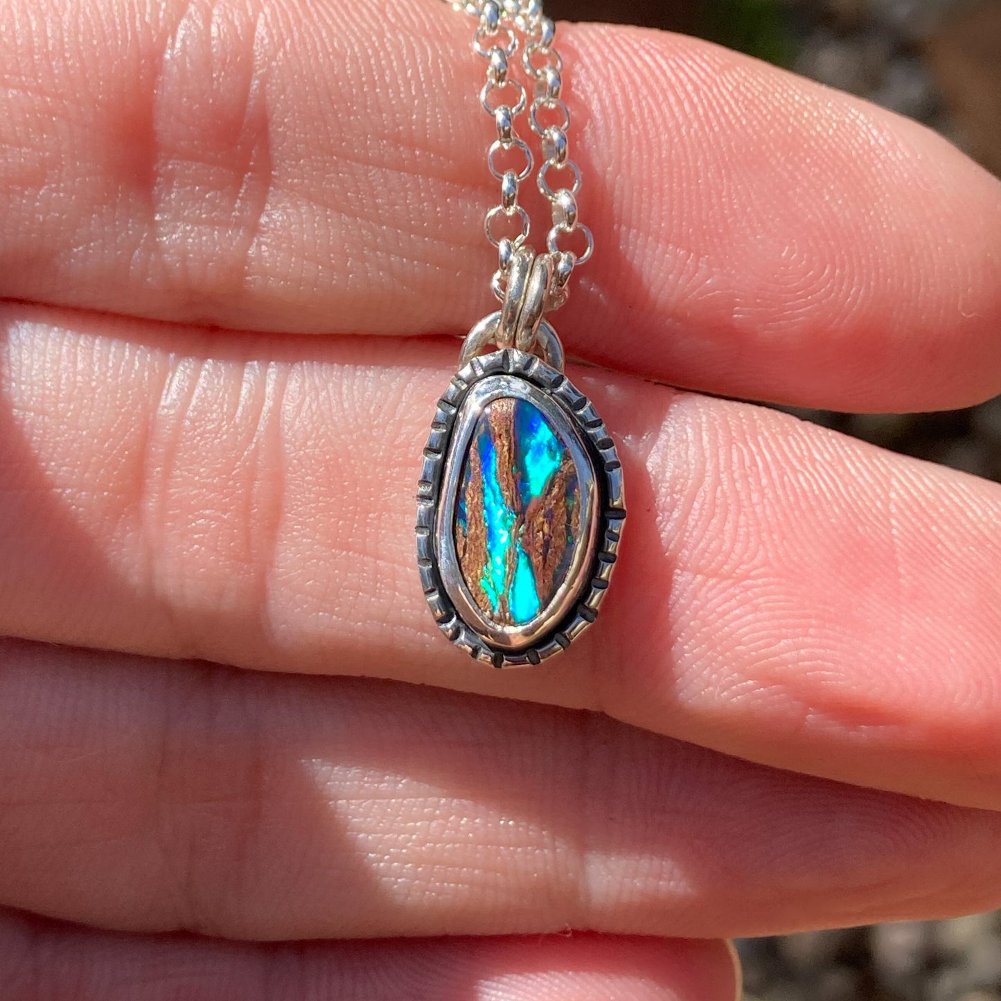 Australian Opal Silver Pendant