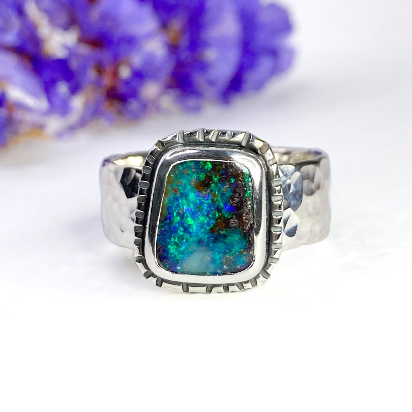 Sterling Silver Opal Ring 7 1/4