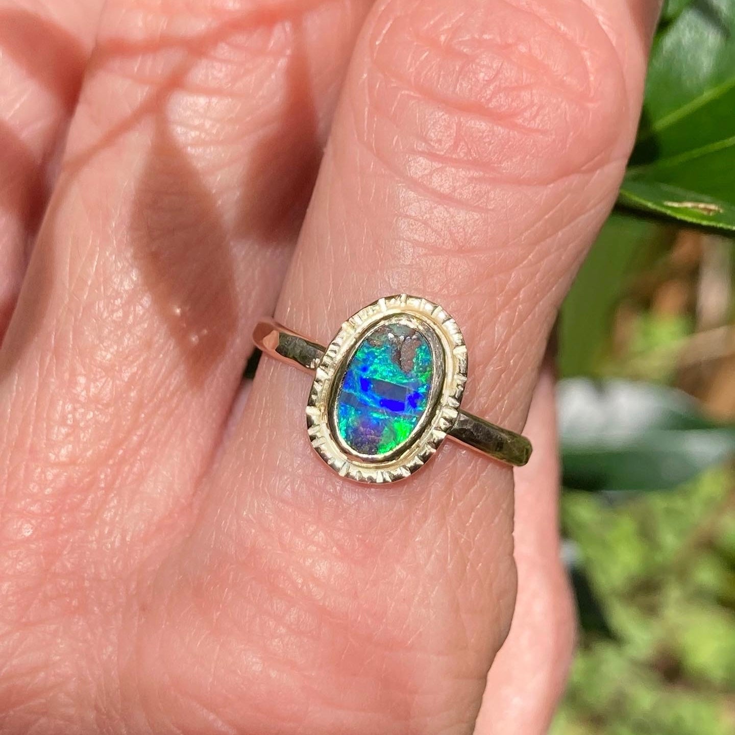 Gold Opal Sunburst Ring