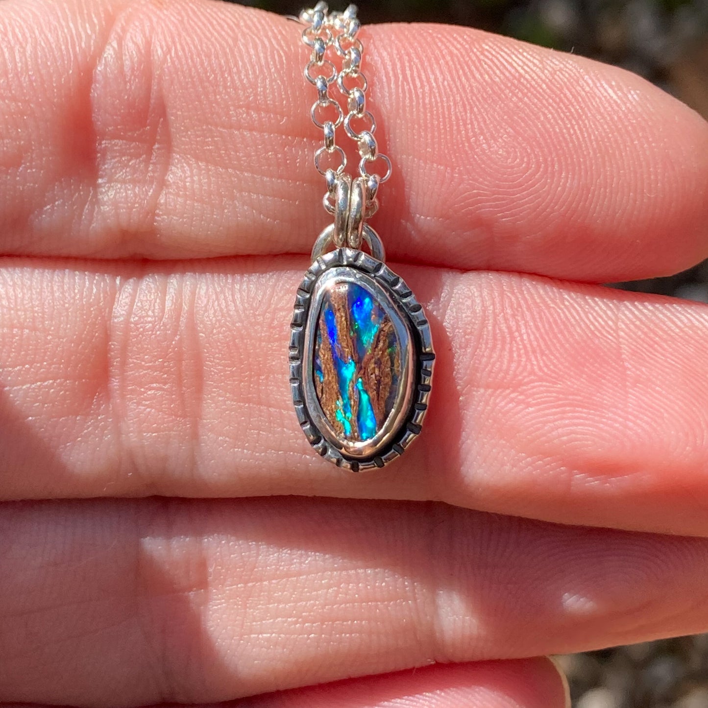 Australian Opal Silver Pendant